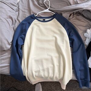 Men's Cream and Blue Raglan Sweater